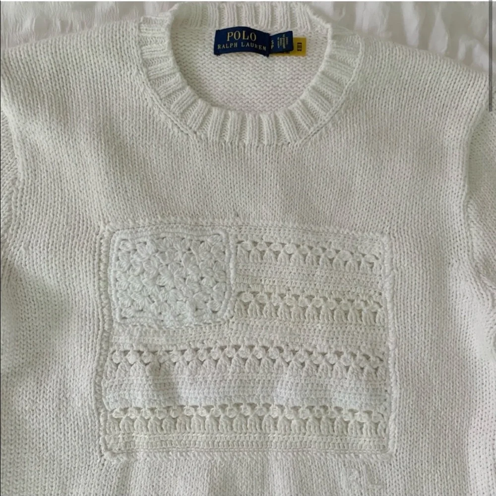 New Ralph Lauren American Flag White Sweater - Picture 3 of 12